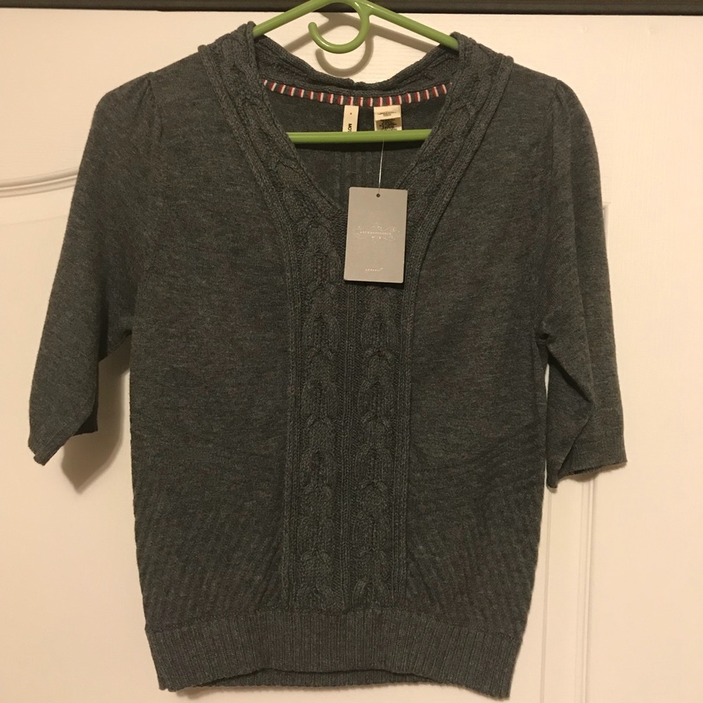 Moth By Anthropologie  Grey Knit Sweater Blouse S